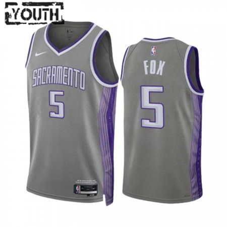 Camiseta Niños Sacramento Kings Deaaron Fox 5 2022-23 Nike City Edition Gris Swingman